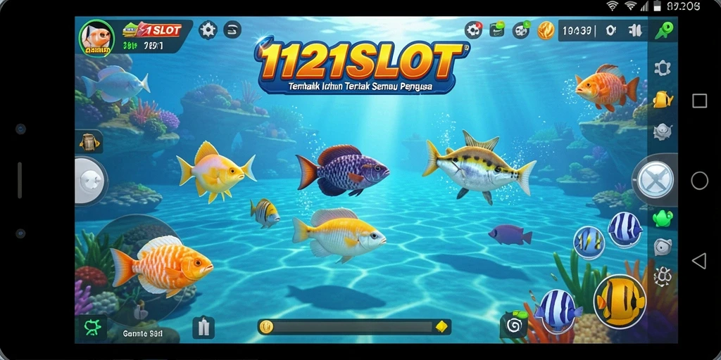 Tangkapan layar gameplay <strong>1121SLOT</strong> yang menampilkan suasana memukau saat menembak ikan.