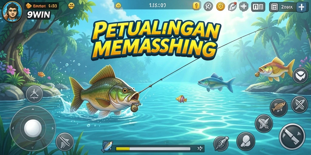Gameplay 9WIN menampilkan pengalaman memancing yang seru dan mendebarkan.