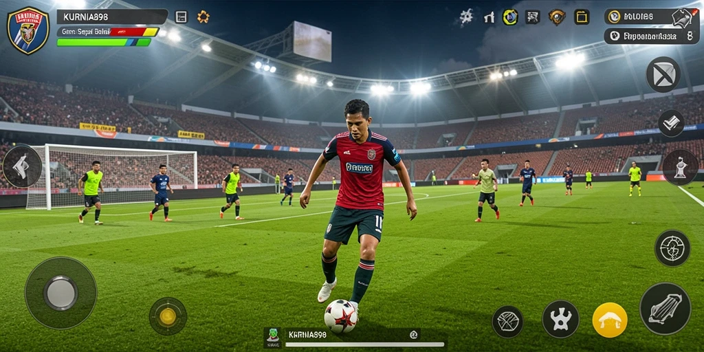 Tampilan gameplay KURNIA898 yang seru dan mendebarkan saat pertandingan sepak bola.