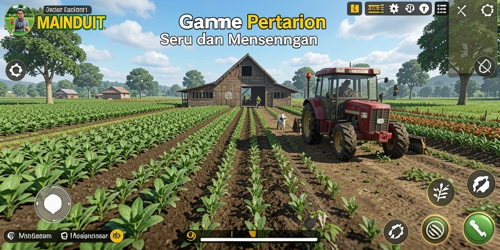 Gameplay MAINDUIT yang menggembirakan dengan aktivitas bertani.