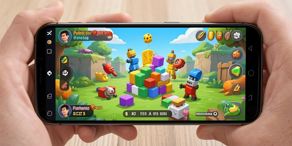 Tampilan permainan RK55 yang penuh warna dan menarik dalam gameplay Puzzle.