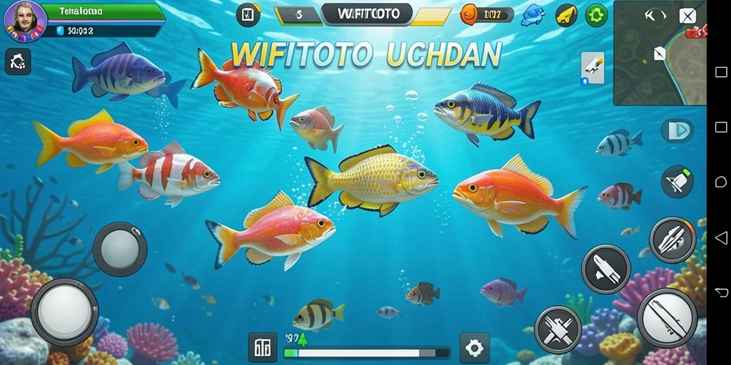 Screenshot menampilkan aksi menangkap ikan dalam WIFITOTO.